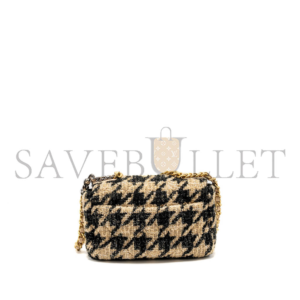 Ch*el 19 flap bag tweed beige black multicolour hardware as1160 (26*16*9cm)